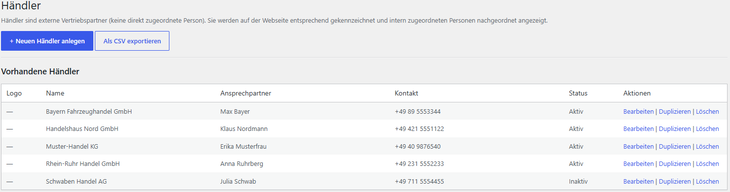 Händlerverwaltung
